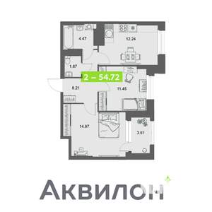 2-к квартира, вторичка, 55м2, 16/32 этаж