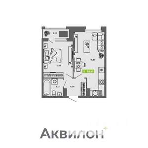 1-к квартира, вторичка, 39м2, 13/16 этаж