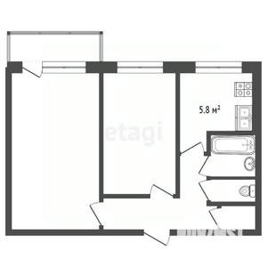 2-к квартира, вторичка, 44м2, 3/5 этаж