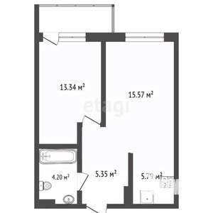 1-к квартира, строящийся дом, 46м2, 8/8 этаж