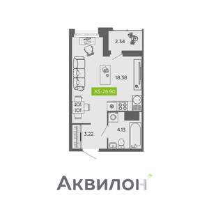 Студия квартира, вторичка, 27м2, 8/16 этаж