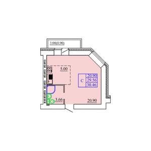 Студия квартира, строящийся дом, 30м2, 4/9 этаж