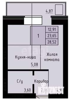 Студия квартира, вторичка, 29м2, 1/4 этаж