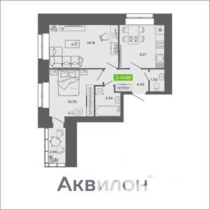 2-к квартира, вторичка, 45м2, 11/11 этаж