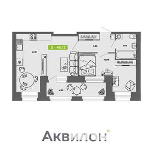 1-к квартира, вторичка, 47м2, 6/11 этаж