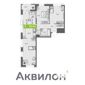 3-к квартира, вторичка, 79м2, 8/16 этаж