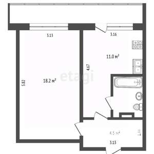 1-к квартира, вторичка, 37м2, 2/10 этаж