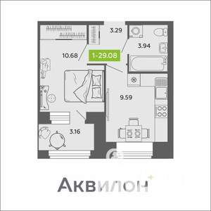 1-к квартира, вторичка, 29м2, 6/11 этаж