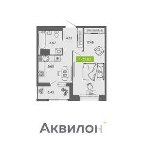 1-к квартира, вторичка, 38м2, 11/16 этаж