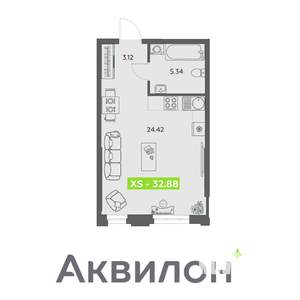 Студия квартира, вторичка, 33м2, 2/32 этаж