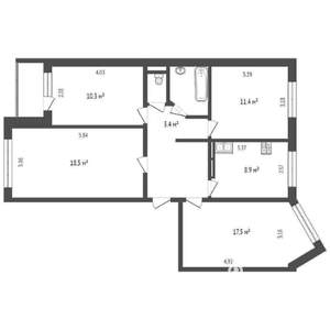 4-к квартира, вторичка, 80м2, 1/9 этаж