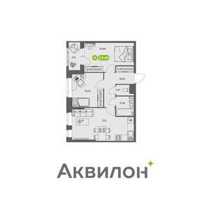 2-к квартира, вторичка, 53м2, 9/16 этаж