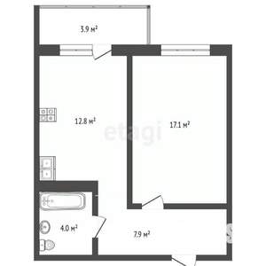 1-к квартира, вторичка, 42м2, 6/7 этаж