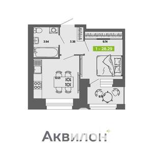 1-к квартира, вторичка, 28м2, 8/11 этаж
