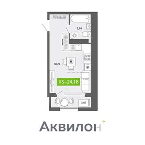 Студия квартира, вторичка, 24м2, 15/16 этаж