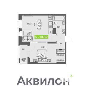 1-к квартира, вторичка, 42м2, 2/16 этаж