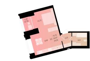 Студия квартира, вторичка, 34м2, 1/10 этаж