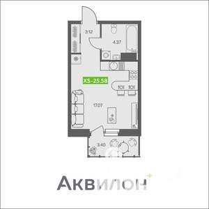 Студия квартира, сданный дом, 26м2, 8/8 этаж