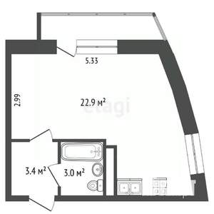 Студия квартира, вторичка, 29м2, 6/16 этаж
