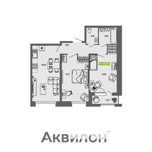 2-к квартира, вторичка, 61м2, 2/16 этаж