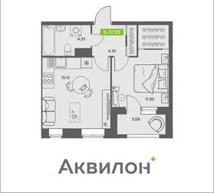 1-к квартира, вторичка, 37м2, 3/16 этаж