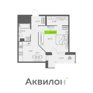 1-к квартира, вторичка, 44м2, 8/11 этаж