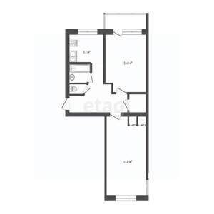 2-к квартира, вторичка, 46м2, 5/5 этаж