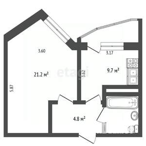 1-к квартира, вторичка, 40м2, 7/15 этаж