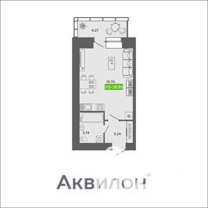 Студия квартира, сданный дом, 27м2, 11/11 этаж