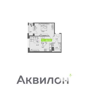 1-к квартира, вторичка, 46м2, 7/11 этаж