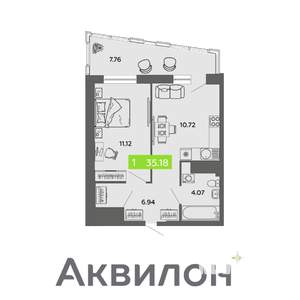 1-к квартира, вторичка, 35м2, 15/16 этаж