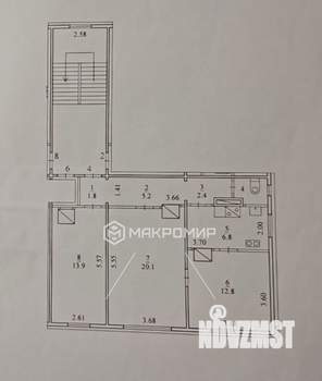 3-к квартира, вторичка, 65м2, 2/2 этаж