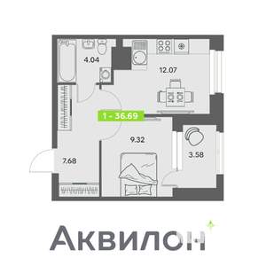 1-к квартира, вторичка, 37м2, 3/32 этаж