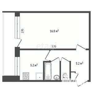 1-к квартира, вторичка, 31м2, 6/9 этаж