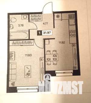 1-к квартира, сданный дом, 32м2, 1/8 этаж