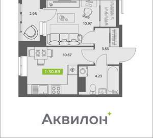 1-к квартира, вторичка, 31м2, 6/16 этаж