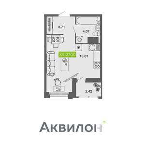 Студия квартира, вторичка, 27м2, 14/16 этаж