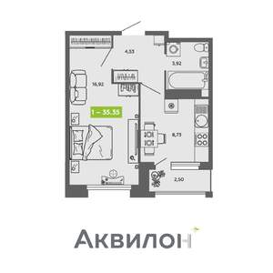 1-к квартира, вторичка, 35м2, 16/16 этаж