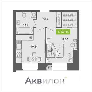 1-к квартира, вторичка, 34м2, 1/11 этаж
