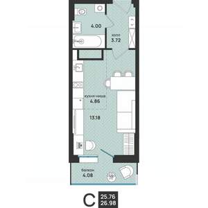 Студия квартира, вторичка, 27м2, 9/13 этаж