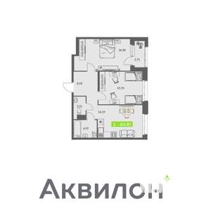 2-к квартира, вторичка, 61м2, 5/11 этаж