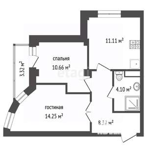 2-к квартира, вторичка, 48м2, 8/9 этаж