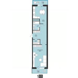 2-к квартира, вторичка, 60м2, 7/13 этаж