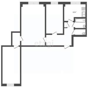 3-к квартира, вторичка, 62м2, 1/9 этаж