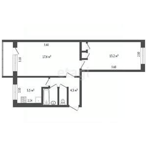 2-к квартира, вторичка, 44м2, 5/5 этаж