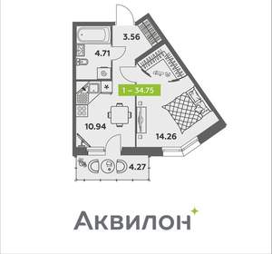 1-к квартира, вторичка, 35м2, 1/8 этаж