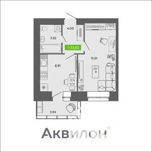 1-к квартира, сданный дом, 34м2, 11/11 этаж