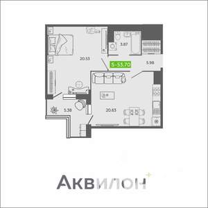1-к квартира, сданный дом, 54м2, 14/16 этаж
