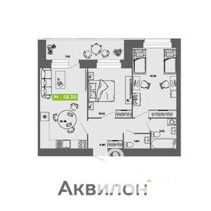 2-к квартира, вторичка, 58м2, 9/11 этаж