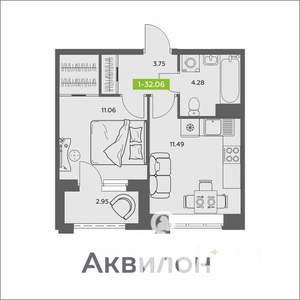 1-к квартира, вторичка, 32м2, 9/16 этаж